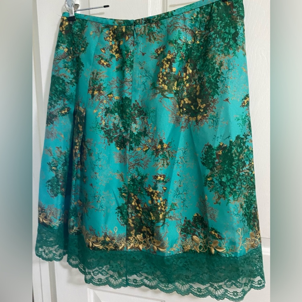 A-LINE .. WOMENS Elegant Floral Lace Trim Embroidered Skirt - Picture 2 of 12